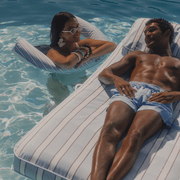 Blue Striped Flat Fabric Lounger Pool Float